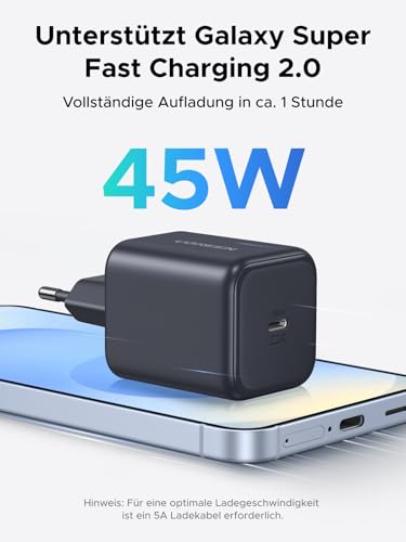 UGREEN USB C Ladegerät 45W, Kompaktes Netzteil PPS, PD Schnellladegerät – Ansicht 2