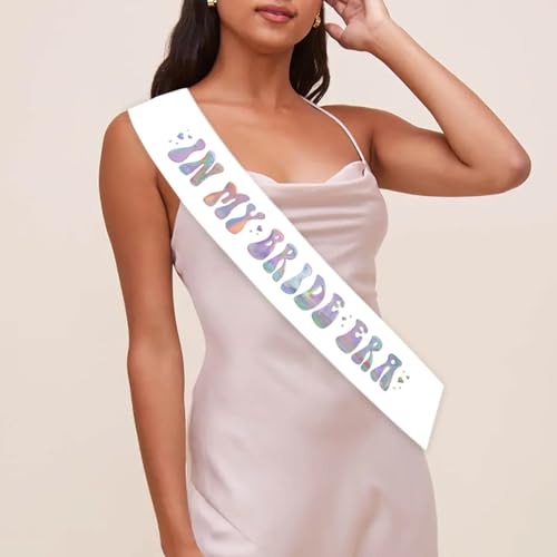 Image of in My Bride Era Iridescent Sash, Bridal Shower Sash for Bride, Bachelorette Party Sash