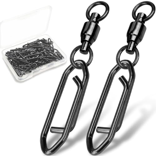 TOKUTSURI Fishing Power Clips Ball Bearing Swivels Fishing Clips Quick Change Topwater Speed Clips Snap Swivels Saltwater Freshwater Black 20Lbs 25Pcs