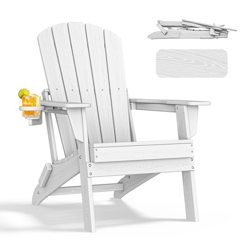 Folding Adirondack Chair - Ergonomic Backrest, HDPE, White