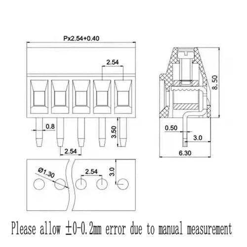 Conector de bloque de terminales de tornillo KF128 paso 2.54mm en caja para PCB Mini KF-128 Kit 7
