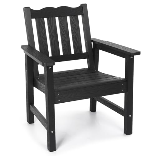 Stoog All-Weather Outdoor Chairs, Patio Dining Chair with Curved Backrest, 400 lbs Support Patio Chair, Black