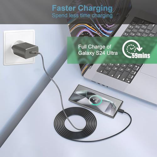 45W USB C-Oplader Snellader, Super Fast Charger Voedingsadapter met 2 m 5A Oplaadkabel Snellaadkabel voor Samsung Galaxy S25 S24 S23 S22 Ultra/Plus S21 S20FE Note10+, A72 A55 A54 A53, Tab S9 S8 S10 - Afbeelding 8