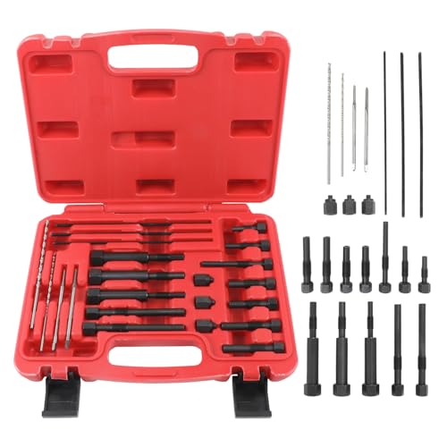 Glow Plug Removal Tool Kit - 22PCS Glow Plug Electrodes Removal Tool Set Automotive Replacement Fuel Glow Plug Kits for M8 & M10 Glow Plug Removal Puller Heater Element Drilling Tapping Extractor Kit