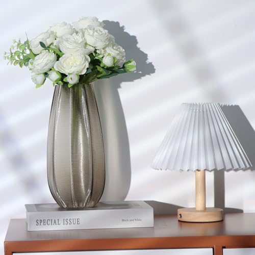 QEEYON Clear Glass Gradient Vase 28cm Tall Modern Large Glass Vase Thickened Crystal Vases for Flowers Floral Arrangement for Centerpieces Living Room, Kitchen, Office, Wedding(Narrow mouth design) - Image 5