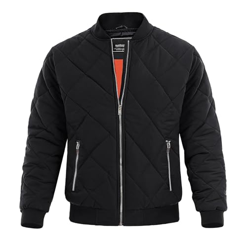 MAGNIVIT Men's Bomber Jacket Winter Fall Quilted Puffer Jacket Warm Padded Coats