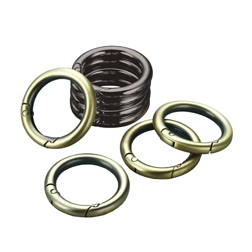 Image of Gkeygo Key Ring Clip, 1 Inch Keychain Rings, 8 Pack Round Carabiner Clip for Keys, Buckle, Bags, Purses - Key Chain Hooks Replacement Keychains Lanyard DIY Crafts - Black, Bronze