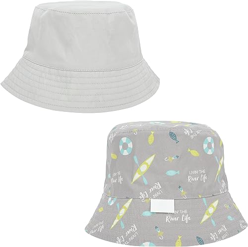 Pavilion Gift Company Livin' The River Life-Boat 6-12 Months Baby Reversible Patterned Bucket Hat, Blue3