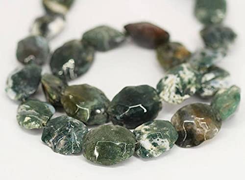 Perles en agate mousse verte ovale LKBEADS de 20 pouces pour création de bijoux artisanaux uniques