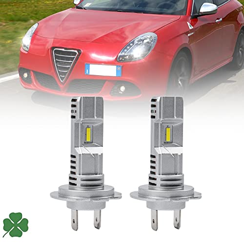 NSLUMO H7 Bombillas LED para faros delanteros para Alfa 147 01-10 Alfa 156 159 166 Brera Giulietta 940 GT Mito 955 Spider 6500K Kit de conversión de faros LED H7 halógeno de repuesto tamaño mini