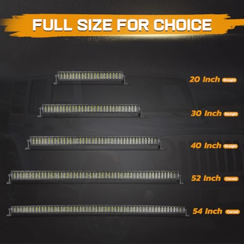 50 Inch Curved LED Light Bar, Niking Auto Quad Row LED Driving Work Light Spot Flood Combo Beam Off Road Lights with Wiring Harness Kit Fog Light Roof Bar for Trucks SUV Pickup Wrangler JK JL 4WD by Niking Auto - Image 8