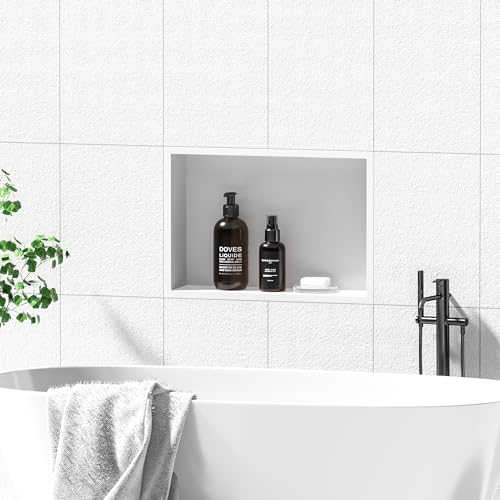 Neodrain 18X12Inch Shower Niche, White Stainless Steel Wall Niche NO Tile Needed Recessed Cabinet Shower for Bathroom Storage - Image 3