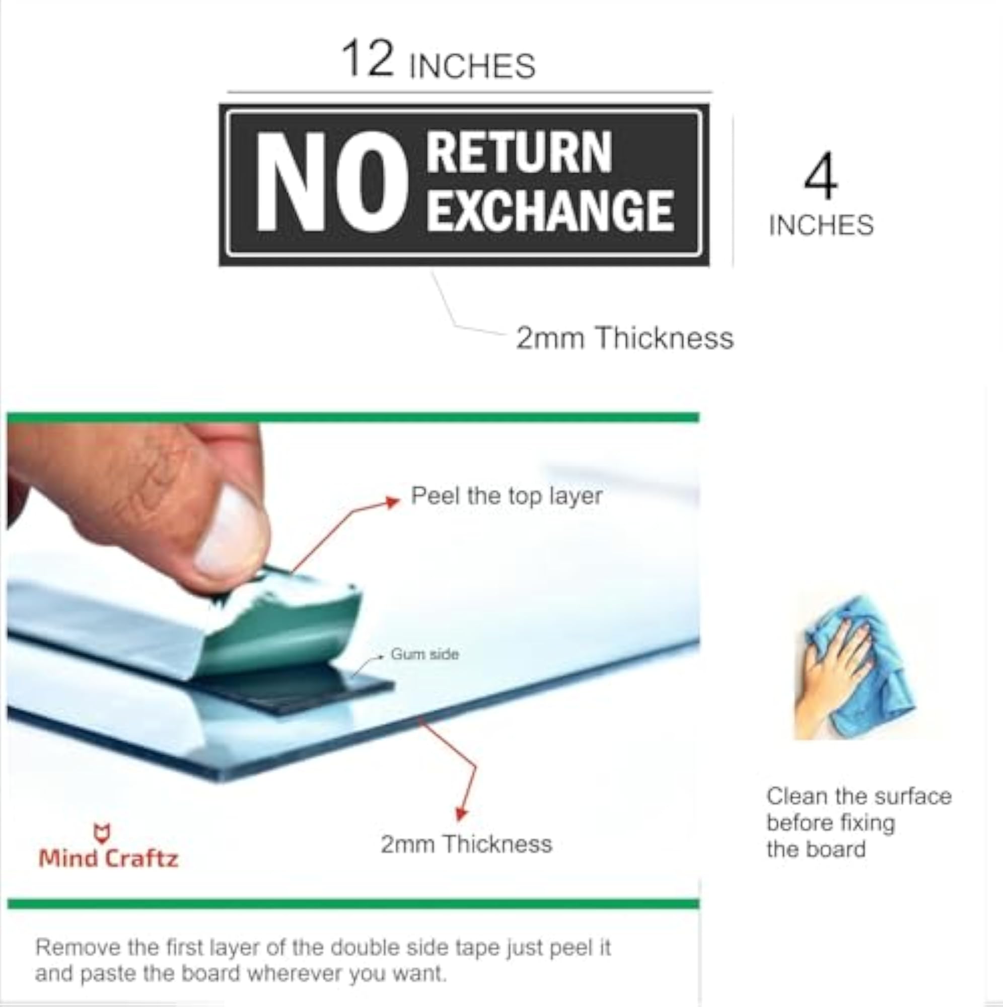 Acrylic Sign Board for Shops & Retail, Pack of 2