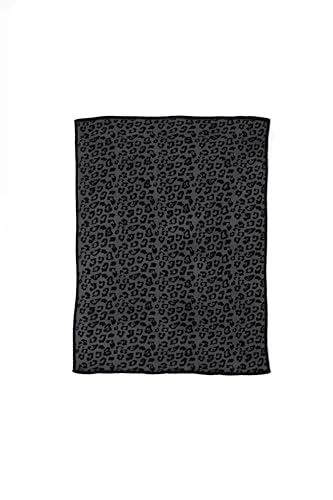 Image of Barefoot Dreams CozyChic Barefoot in the Wild Throw, Charcoal-Black, 54 inchx72 inch