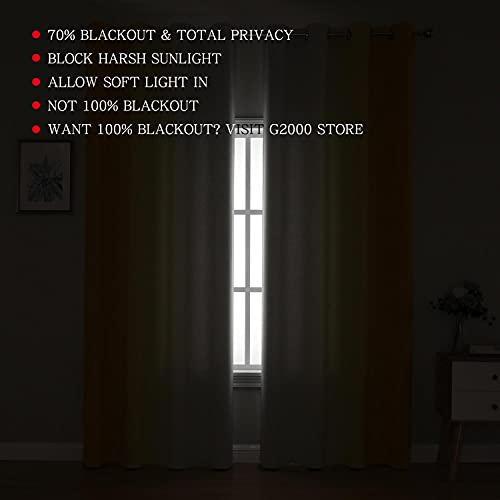 Image of G2000 Blackout Curtains & Drapes for Bedroom Living Room 84 Inches Long Yellow and Greyish White Room Darkening Window Treatments Ombre Thermal Insulated Light Blocking Grommet Backdrop 2 Panels Set