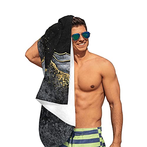 Dadabuliu Bath Towel Black Marble Gold Crack Beach Towels Soft Absorbent Washcloths Quick Dry Luxury Hotel Quality Towelling For Adults Kids Bathroom Spa Gym Swimming 31.5 X 51.2 Inch Oversized #TOP3