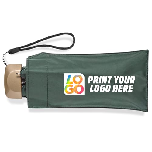 Custom Mini Umbrellas with UV Protection &ndash; Add Your Design (Hunter, QTY 100)