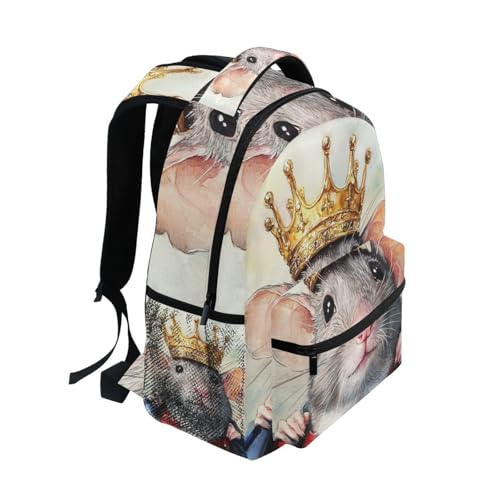 Watercolor Cute Rat Boys Girls Kids School Backpacks Bookbag, School Bag Travel Backpack Daypack2