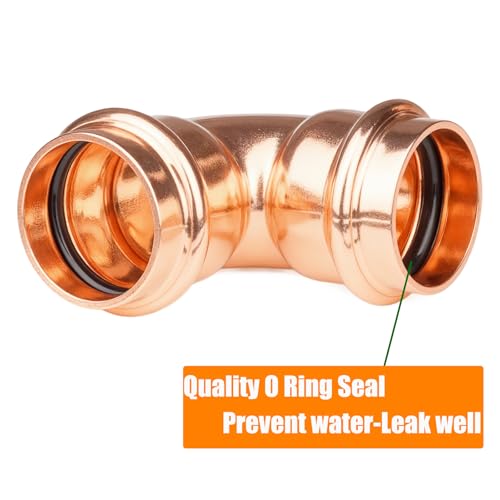WHK 5 Pack Pro press 1" x 1" Copper Press Fittings press 90 Degree Elbow Adapter Fittings Coupling for Copper Pipe Connection(Copper,Lead-Free) by WHK - Used condition - Image 3