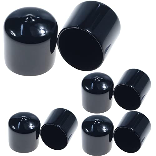 Image of Acocony 1 1 /2 Inch Rubber Cap (38.10 mm) Round Black Pack of 8 | 1.5 inch PVC Rubber End Caps Dustproof, Protective & Aesthetic Flexible Covers for Tubing, Pipes, Poles, Bolts & More