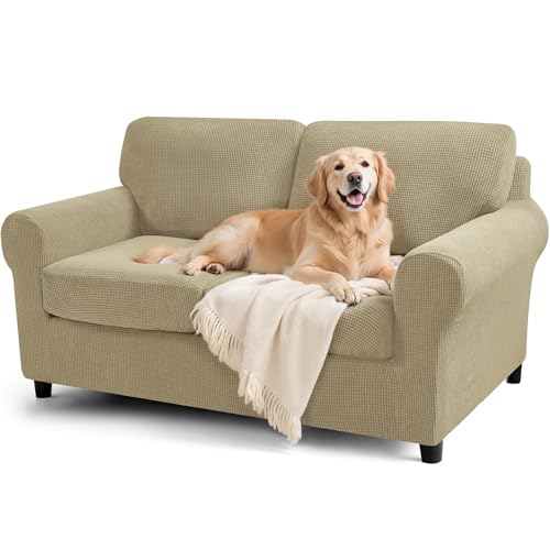 SUBRTEX 5 Pieces Stretch Sofa Slipcover Sets Couch Cover Sets Backrest Cushion Covers Furniture Protector Collection Set for Oversize Sofa Loveseat Chair Slip Covers(Medium, New Kahki)