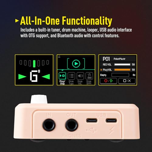 Image of SONICAKE QME-10PK Pocket Master-Multi Effects Guitar Pedal with 9 Effects Modules 100 Drum Rhythms and Looper 100 Presets 20 Amp /Cab Electric Guitar Effects Processor OTG USB Audio Interface BT