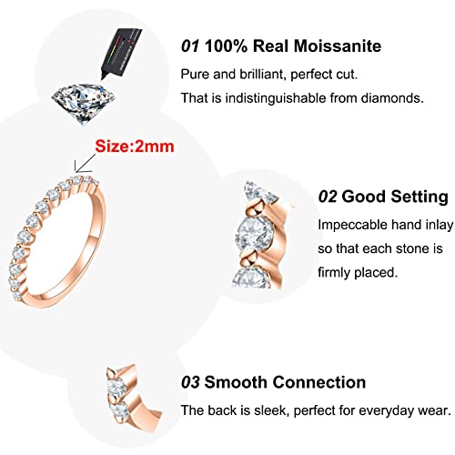 CHASKI Moissanite Rings Womens Engagement Ring Wedding Band 0.36 Ct G H Color Sterling Silver Eternity Bridal Jewelry Gift Platinum Gold Plated 6