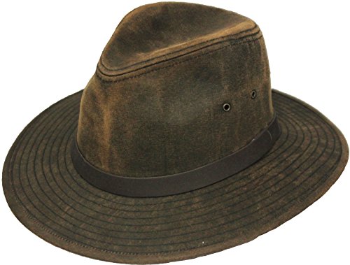 Henschel Safari, Distressed Oilcloth, Water Repellent, Distressed Brown, X-Large by Henschel Hats - Used condition - CA$43.01