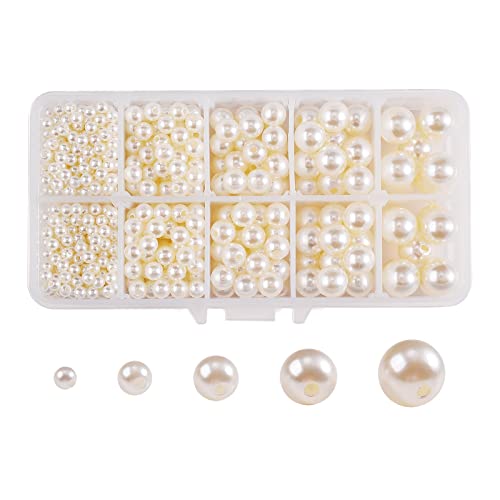 BEEFLYING Perlas de Perlas Artificiales Perlas de Imitación Perlas Blancas Redondas Sueltas Espaciador Perlas de Acrílico Perlas para Joyería Collares Fabricación de Pulseras Cover