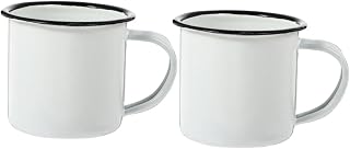 Enamel Water Cup Set 2Pcs Vintage Retro Iron Mugs 3.14X2.36 Inch Thickened Durable Coffee Tea Milk Cups for Home Kitchen