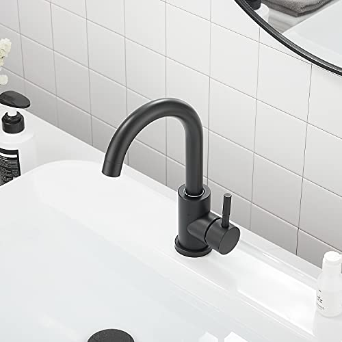 Sagetta Bar Sink Faucets Single Hole, Matte Black Mini Bathroom Sink Faucet, Single Handle Hot And Cold Modern Faucet For Wet Bar Outdoor Farmhouse Small Rv Kitchen Vanity Lavatory Tap #TOP4