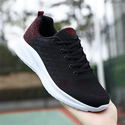 Mens Travel Shoes Waterproof Plantar Fasciitis Sandals Fashion Four Seasons Men Sneakers Mesh Breathable Lace Up Flat Lightweight Running Shoes For Men Slip On Tennis Shoes Men Red #TOP4