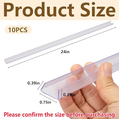 Image of 10 Pcs 24 inch Cabinet Door Protector Edge Guard-3 /4 Thick Slip-On Drawer Door Protector in Clear-Shelf Edge Protectors for Kitchen Cabinets to Prevent Wear,Chipping and Discolouration