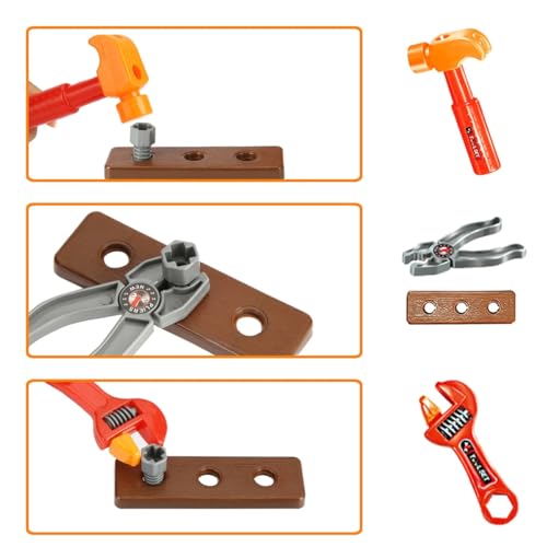 Kit Maleta De Ferramentas Infantil 22 Peças Brinquedo com chave de fenda , martelo, bancadinha para