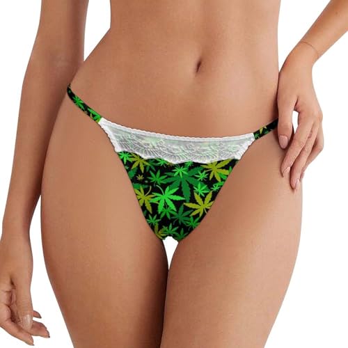 peiyeety Tanga de Encaje para Mujer, Bragas de Hilo G, Ropa Interior Verde, Tangas Transpirables con Espalda en T