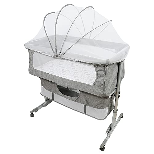 Cododo - Cuna De Bebé Con Colchón Y Mosquitera, 2 En 1, Cuna De Bebé Móvil, Cama Supletoria, Para Bebés De 0 A 36 Meses, Altura Ajustable Gris Oscuro Cododo - Cuna De Bebé Con Colchón Y Mosquitera, 2 En 1, Cuna De Bebé Móvil, Cama Supletoria, Para Bebés De 0 A 36 Meses, Altura Ajustable Gris Oscuro