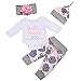 Produktbild Blaward Neugeborenes Baby 4-teilig Daddy Little Princess Strampler Kleidung Blumenhose Set mit Stirnband und Hut