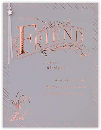 Clintons: Gold Text on Grey Birthday Card for Her, Friend Birthday Card, Open Birthday Card, Birthday Card for Ladies, Special Friend Birthday Card, 149x195mm 1163909 multi