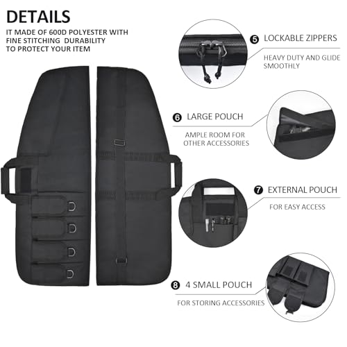 AUMTISC Soft Gun Rifle Case Padded, Ar15 Tactical Shotgun Bag, Carrying Range Gun Bags Cases for Scoped Rifles Hunting Shooting, Black 36 - Thumbnail 6