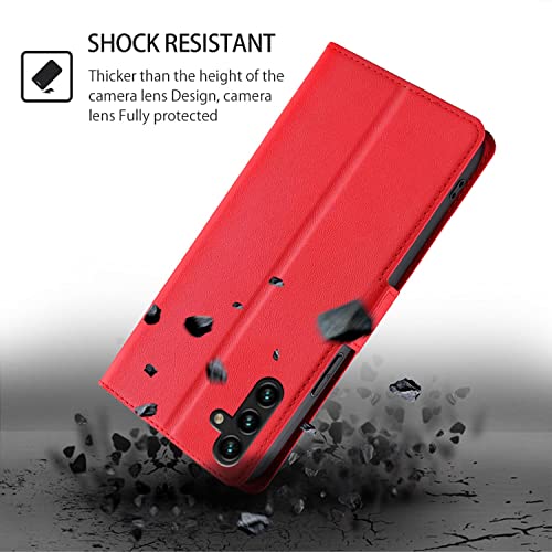 Compatible With Motorola Edge 30 Fusion Wallet Case, Ultra Slim Flip Folio Pu Magnetic Leather Case With Card Slot, Full Protection Phone Cover For Motorola Edge 30 Fusion, Red #TOP3