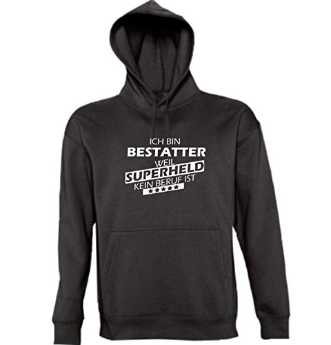Sweat à capuche Ich bin Bestatter noir en taille M pour homme humour métiers