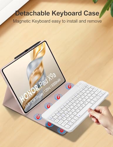FOGARI HONOR Pad X9a/X9 Pro 11.5" 2025 Keyboard Case, Detachable Bluetooth UK Layout Keyboard for HONOR Pad X9a /X9 Pro 2025, Pink - Image 2
