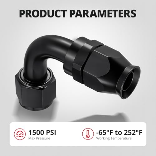 Image of EVIL ENERGY 12AN PTFE Hose End Fitting 90 Degree Black for PTFE Hose Only 4PCS