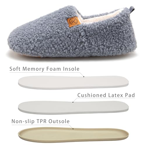 Women's House Slippers Lightweight Memory Foam House Shoes Cozy Closed Back Slippers with Curly Fleece for Indoor Outdoor2