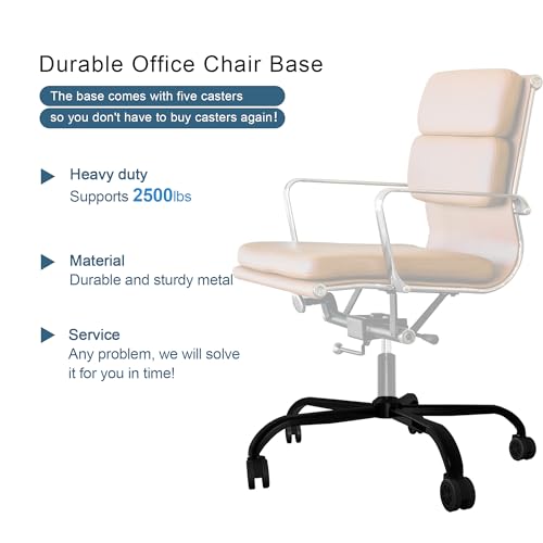 Frassie 28 Inch Office Chair Metal Base Replacement Heavy Duty 2500 Lbs Computer Desk Chair Stool Base Part with 5 Casters