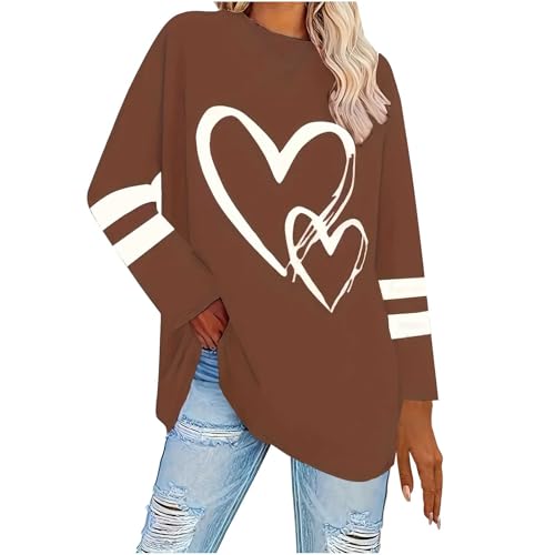 Long Sleeve T Shirts for Women Summer Fall Crewneck Love Graphic Oversized Tie Dye Tops T Shirt Women 2025