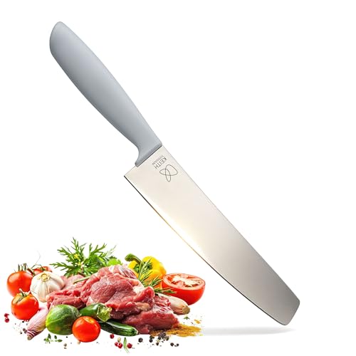 Keith Titanium Küchenmesser mit Scheide, Ti8743, Ultraleichtes Titanmesser für präzises Schneiden von Fleisch, Gemüse & Obst, Ideal für Indoor, Outdoor, Camping, Trekking (34,7 x 8,0 x 2,3 cm)