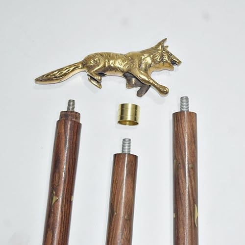 Dolchi Vintage Wolf Handle Wooden Folding Walking Stick