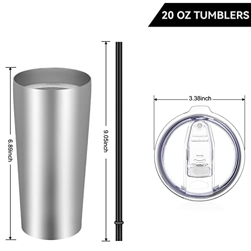 VEGOND-20oz-Tumbler-Bulk-with-Lid-and-Straw-12-Pack-Stainless-Steel-Vacuum-Insulated-Tumbler-Double-Wall-Coffee-Cup-Travel-Mug-Stainless-Steel