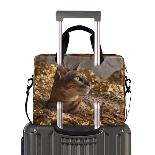 Maletín para laptop con estampado de gato y múltiples bolsillos miniatura 4